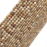 THRELE 3mm Natural Picture Jasper Beads, 120pcs Faceted Round Loose Small Beads for Jewelry Making, 14-Inch Strand with Size Car