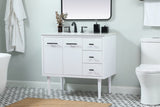 Elegant Decor Indoor Modern Under Sink Bathroom Fixtures Storage Organizer Cabinet 36 Inch Single Bathroom Vanity - White