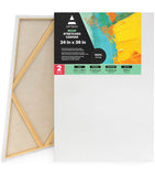 ARTEZA Canvases for Painting, Pack of 2, 24 x 36 Inches, Blank White Stretched Canvas Bulk, 100% Cotton, 8 oz GessoPrimed, Art 