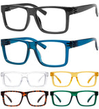 Eyekepper 6 Pack Metalless Reading Glasses with Screwless Spring Hinges Oversize Readers for Men +1.75