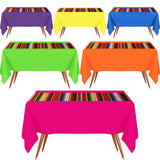 Hosuly Mexican Fiesta Tablecloth 54 x 108 ' ' Party Plastic Tablecloth Striped Table Cover for Mexican Fiesta Party Decorations(