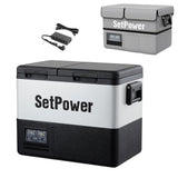 Setpower PT35 Car Refrigerator with Cover,37QT Dual Zone Portable Freezer,12 Volt Refrigerator Electric Cooler for Car Camping, 