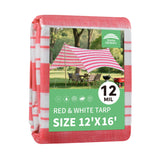 RAINDEWAY Tarps 12x16 Feet,12 Mil Sunshade Striped Tarp Waterproof,Multipurpose Poly Tarp Cover with Grommets and Reinforced Edg