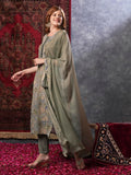 Gosriki Women'S Rayon Blend Printed Straight Kurta With Pant & Dupatta (Vice Grey-Vks02-Gs_L_Grey_Large),Grey,,B0D9YTZ7H7