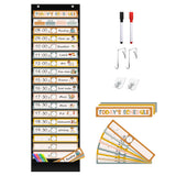 REGELETO Boho 18+1 Pockets Daily Schedule Pocket Chart, 30 pcs Double-Sided Reusable Cards, Scheduling Pocket Chart for Classroo