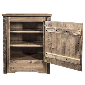 Montana Woodworks Homestead Collection Accent Cabinet With Laser Engraved Bear Design, Right Hinged, Stain & Clear, Stained & Cl