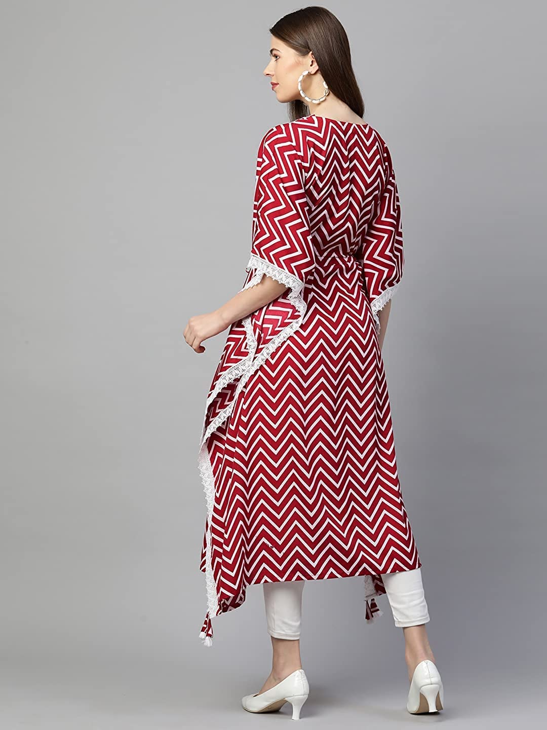 Anni Designer Women'S Crepe Printed Kaftan Kurti (Farhima-Red-1Nwe_S_Red_Small),Red,S,Crepe,Regular,Kurti, kurta