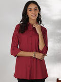 Libas Women'S Viscose Rayon Self Design Straight Tunic Shirt (58199_Red Red L