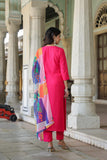 Gosriki Women'S Cotton Blend Straight Solid Kurta With Pant & Dupatta (Kisori Pink-Nw-Gs_L_Pink_Large),Pink,,B0CQPJNCMR