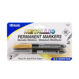 BAZIC Permanent Markers Metallic Silver Gold, Fine Line Sparkle Coloring on Plastic Wood Metal Glass Stone for Greeting Card Par
