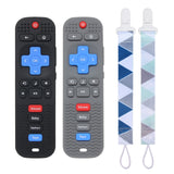 Eascrozn 2 Pack Silicone Baby Teething Toys, Remote Control Shape Teething Toys for Babies 6-12 Months, BPA Free, Soft and Textu