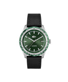 Lacoste Everett Qtz Basic Calendar Green Round Dial Men'S Watch|Black Leather Material|Black Color Band - 2011292