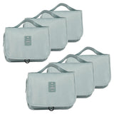 Kuber Industries Pack Of 6 Polyester Waterproof MultiCompartment Toiletry Pouch For Men/Women With Sturdy Hook, Zip, Back Pocke