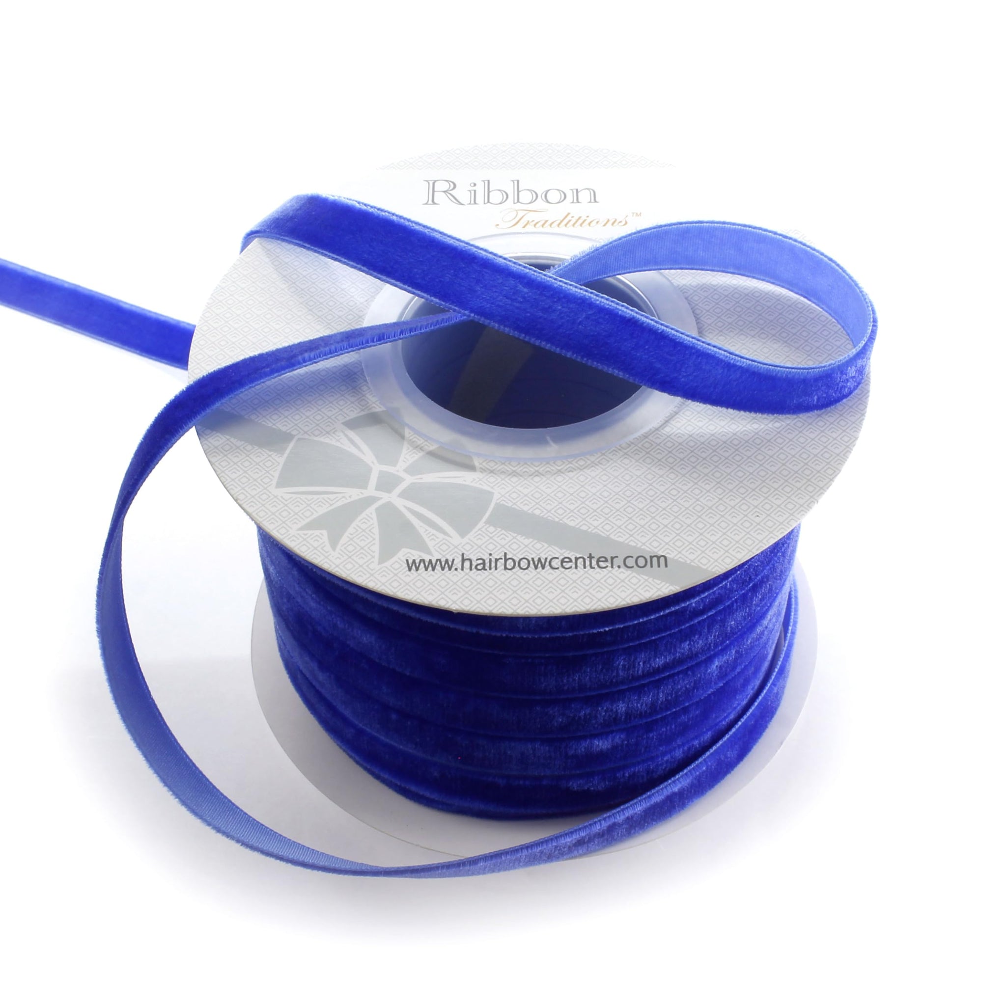 3/8 Velvet Ribbon - Narrow Single-Sided Craft Trim for Hair Bows, Sewing & Gift Wrapping - (Cobalt Blue, 25 Yards)