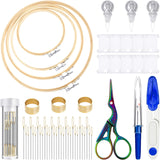 Mudder 53 Pieces Cross Stitch Tool Embroidery Starter Kit Includes Bamboo Circle Cross Stitch Hoop Ring Sewing Scissors Needle T
