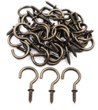 IDEALSV Antique Brass Ceiling Hooks 7/8'' Vintage Bronze Cup Hook Screw-in Light Hooks (40 Pack)