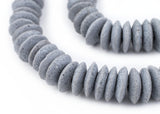 The Bead Chest Ashanti Fair Trade Glass Saucer Beads - African Tribal Ethnic Disk Rondelle Spacers (Grey)