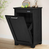 Ymise Tilt Out Trash Can Cabinet, Wooden Trash Cabinet with Deodorising Function, 20 Gallons Freestanding Dog-Proof Garbage Bin 
