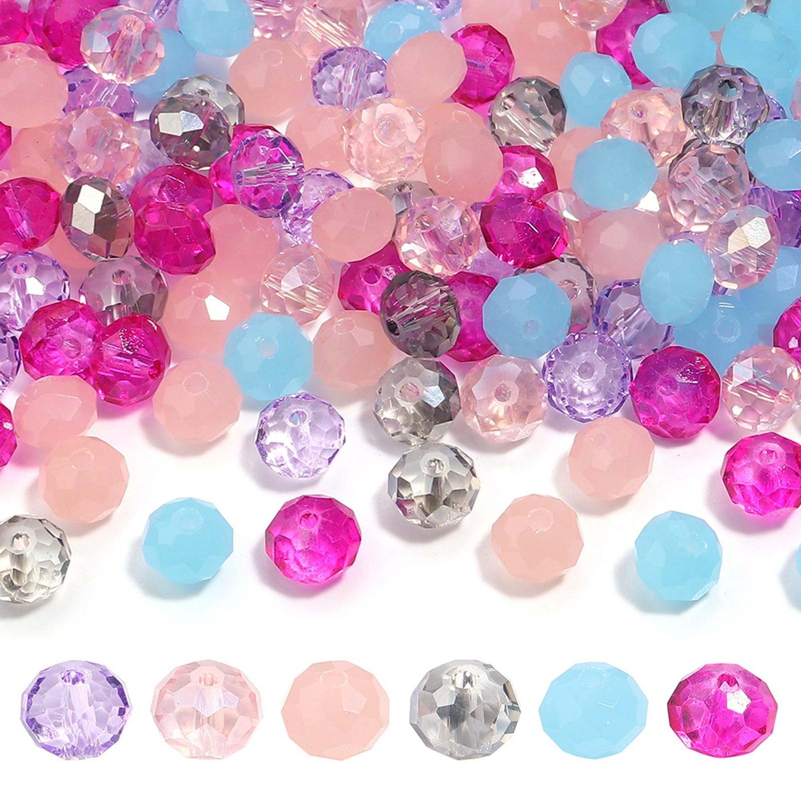 600PCS 4mm Crystal Glass Facted Round Beads for Jewelry Bracelet Making, Briolette Glass Spacer Beads with Hole for Crafts, Loos