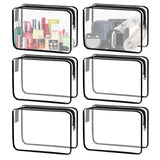 YOQIVEXU 6 Pieces Clear Cosmetics Bag Bulk, TSA Approved Toiletry Bag for Travel, PVC Zippered Clear Pouch Cosmetic Makeup Bag W