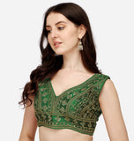 Pujia Mills Women'S Silk Embroidery Sleeveless Sequins Zari Work Readymade Saree Blouse (Radha Krishna 11_Pink_38)