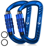 RHINO Produxs 12kN (2697 lbs) Heavy Duty, Locking, Auto Locking, Wiregate Carabiner Clips, for Securing Pets, Outdoor, Camping, 