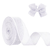 JaoZuyard White Burlap Ribbon 1/2 inch X 20 Yard Natural Linen Woven Ribbon DIY Handmade Wired White Edging Production Wreath Ho