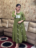 Gosriki Women'S Rayon Blend Anarkali Printed Kurta With Pant (Anveshi Methi-Vks01-Gs_L_Green_Large),Green,,B0DCK63RVP