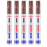 Brown Paint Markers, 5 Pack Oil-Based Waterproof Quick Dry Permanent Paint Pen Set for Rocks Painting, Wood, Fabric, Plastic, Ca