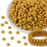 Kovict 300Pcs 12mm Silicone Lentil Beads, Silicone Spacer Beads for Necklace Bracelet Keychain Pens Craft(Mustard Yellow)