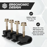 THE CIMPLE CO - Single Coaxial Cable Clips, Cat6, Electrical Wire Cable Clip, 1/4 in (6 mm) Screw Clip and Fastener, Black (10 p