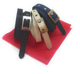 Generic Ladies Formal Casual Denim Material Jeans Belt 3Pcs Black Cream Nevyblue