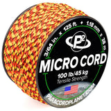 Paracord Planet Micro Paracord - Thin Braided Cord for Crafting, Fishing, and DIY Projects in 125 ft Spools - Fireball
