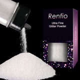Renfio Ultra Fine Glitter Powder Metallic Resin Glitter 2.11 Oz (60g) PET Flakes Crafts Sequins 1/128 0.008 0.2mm Epoxy Chips Fl