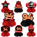 Happy 94th Birthday Red and Black Table Honeycomb Centerpieces Balloons Theme Decor Table Decorations Table Toppers for Girls Wo