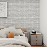 auxua Grey Brick Wallpaper Peel and Stick 17.7*394 Stick on Wall Paper Stone Rock Vinyl with Self Adhesive and Removable Wallpap