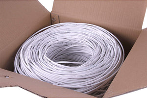 FiveStarCable Cat5e 1000 Ft 24AWG UTP 4 Twisted Pair Ethernet Router LAN Cable Wire Pull Box - White Color