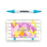 Glun Aclyric Double Head Markers, Water Based 12 Shades Colour Markers With 2 Different Tips, Work In Stones, Cloths, Glass, Woo