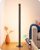 EDISHINE Floor Lamps for Living Room, Upgraded Dual-Sided Lighting, Wooden Corner Floor Lamp, LED Corner Lamp with Remote/Foot C