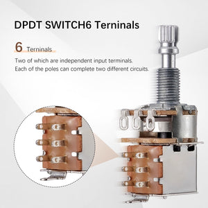 A500k Push Pull Potentionmeter Volume Tone Switch Pots Shaft 18mm for Guitar Bass Accessories Pack of 3