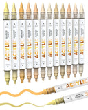 Guangna 12 Skin Tone Dual Tip Acrylic Paint Markers, Brush Tip & Chisel Tip Acrylic Paint Pens for Pumpkin Paint, Rock, Wood, Gl