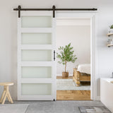 SmartStandard 36 x 84 in Glass Barn Door with 6.6FT Sliding Hardware Kit & Handle, PreDrilled Ready to Assemble, Waterproof PVC