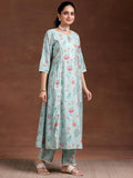 Libas Women'S Silk Blend Printed Kurta Set (36767O Blue Blue M