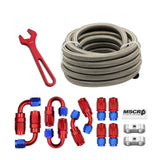 8AN 20FT Fuel Line Hose Kit with Fitting, Stainless Steel Braided 1/2 CPE Fuel Oil Hose- 11.12mm ID (AN8, Stainless Steel)