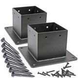 Antsky 4 4(Actual:3.5 3.5inch) Post Stainless Steel Flange Anchor Base with Screws for Deck Railing, Black Finish (2 Pack)