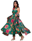 Gosriki Women'S Silk Blend Printed Anarkali Kurta With Pant & Dupatta (Tanujashri Green-Vks02-Gs_Xl_Green_X-Large),Green,,B0F8ZWYBT3