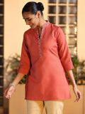 Libas Women'S Cotton Blend Solid Straight Kurtis (58254B Rust Rust L