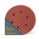 POWERTEC 45204, 40 Grit, 6 Inch 6 Hole Hook and Loop Sanding Discs, Sandpaper for Random Orbital Sander, Air Sander, Pneumatic S