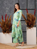 Gosriki Women'S Cotton Blend Straight Printed Kurta With Palazzo (Chinki Pista-Gs_Xl_Pista_X-Large),Pista,,B0D3QRDJQH