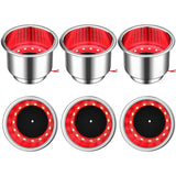 Yexiya 6 Pcs LED Cup Holder Marine Drink Holder Stainless Steel Cup Holders Insert with Drain for Boat Yacht Car Camper Truck RV
